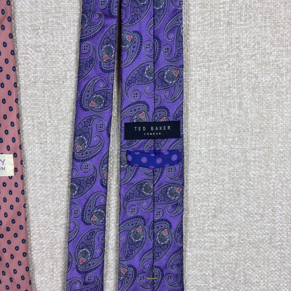Ted Baker London & Liberty of London Silk Tie Lot of 3 Paisley Pink Purple - Picture 5 of 5